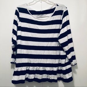 Navy and white peplum top - Crown & Ivy 2X